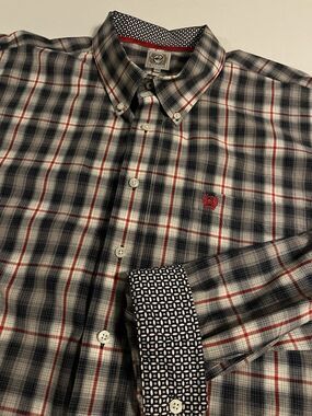 CINCH Colorful Plaid Long Sleeve Western Shirt 3XL Big Cowboy Country Cuff Blue